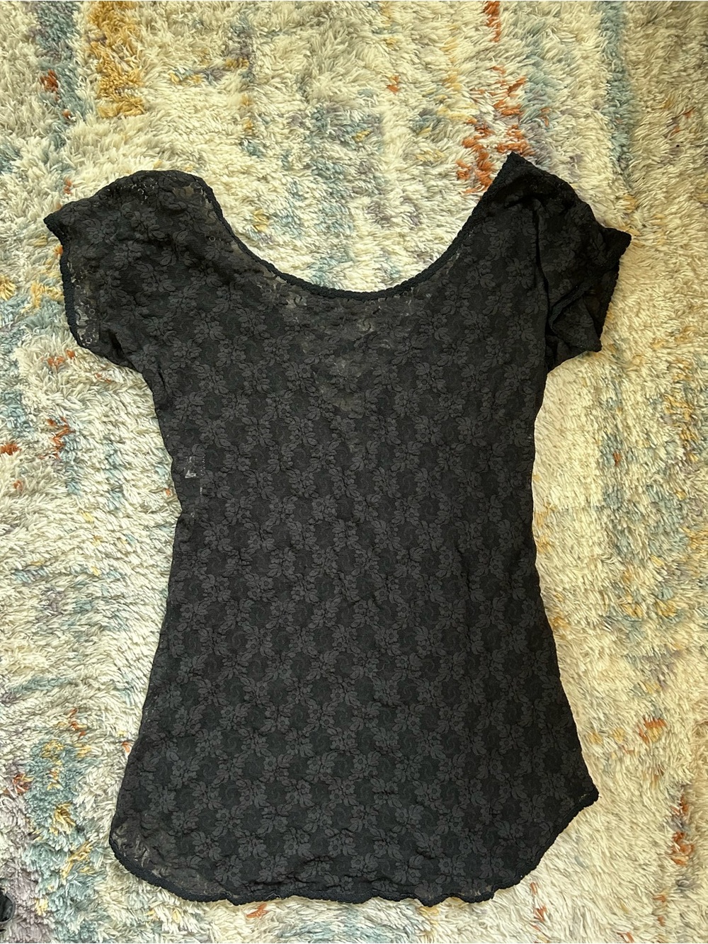 Vintage Black Floral Lace Top